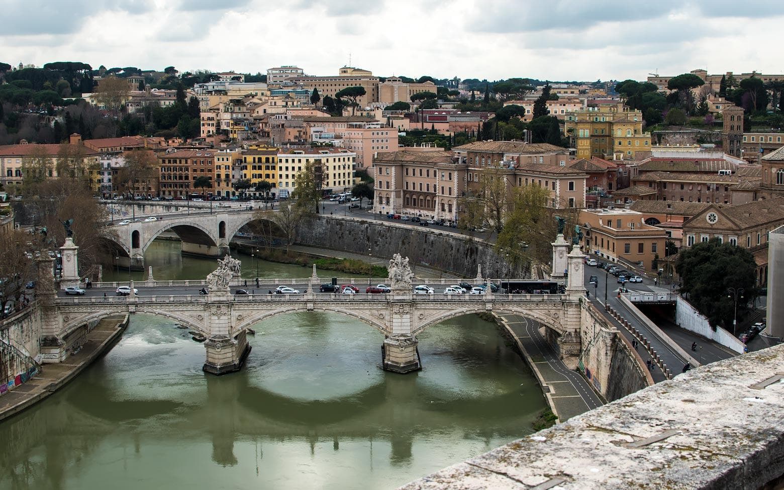 rome city view from the top of castel St.Angelo