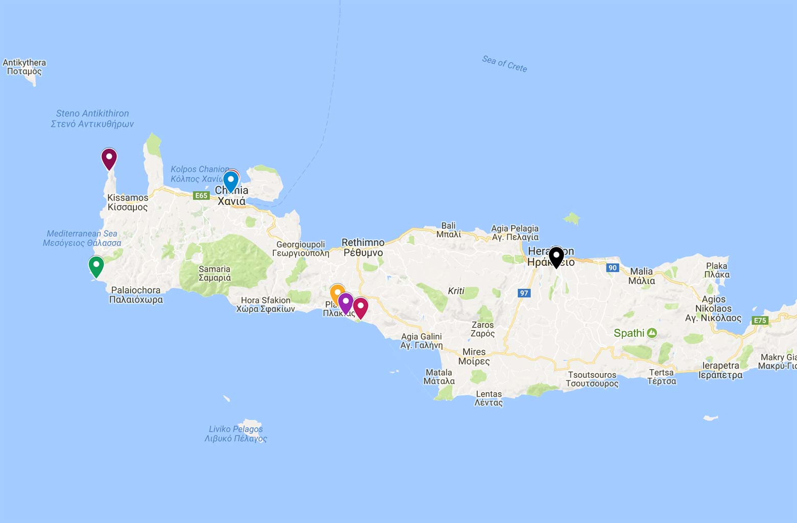 map of crete photo spots