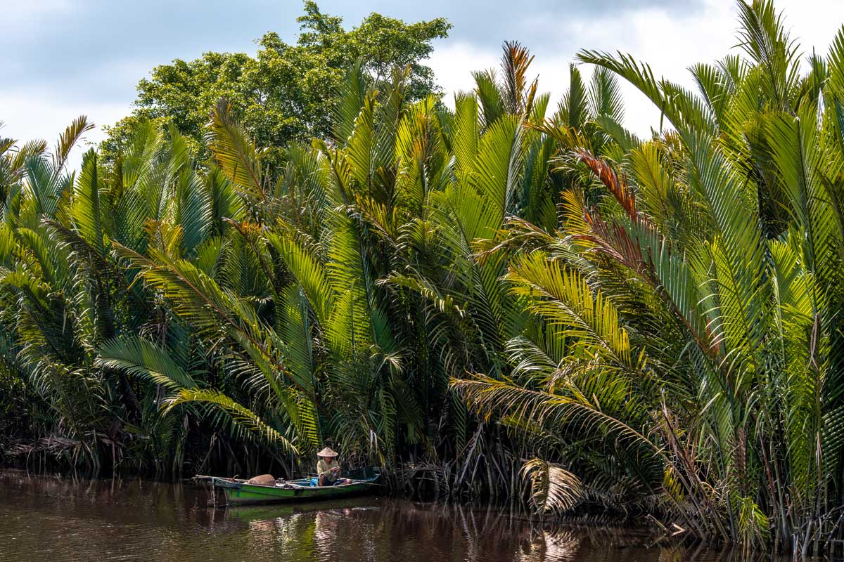 Borneo Orangutan Tour - fisherman in the river