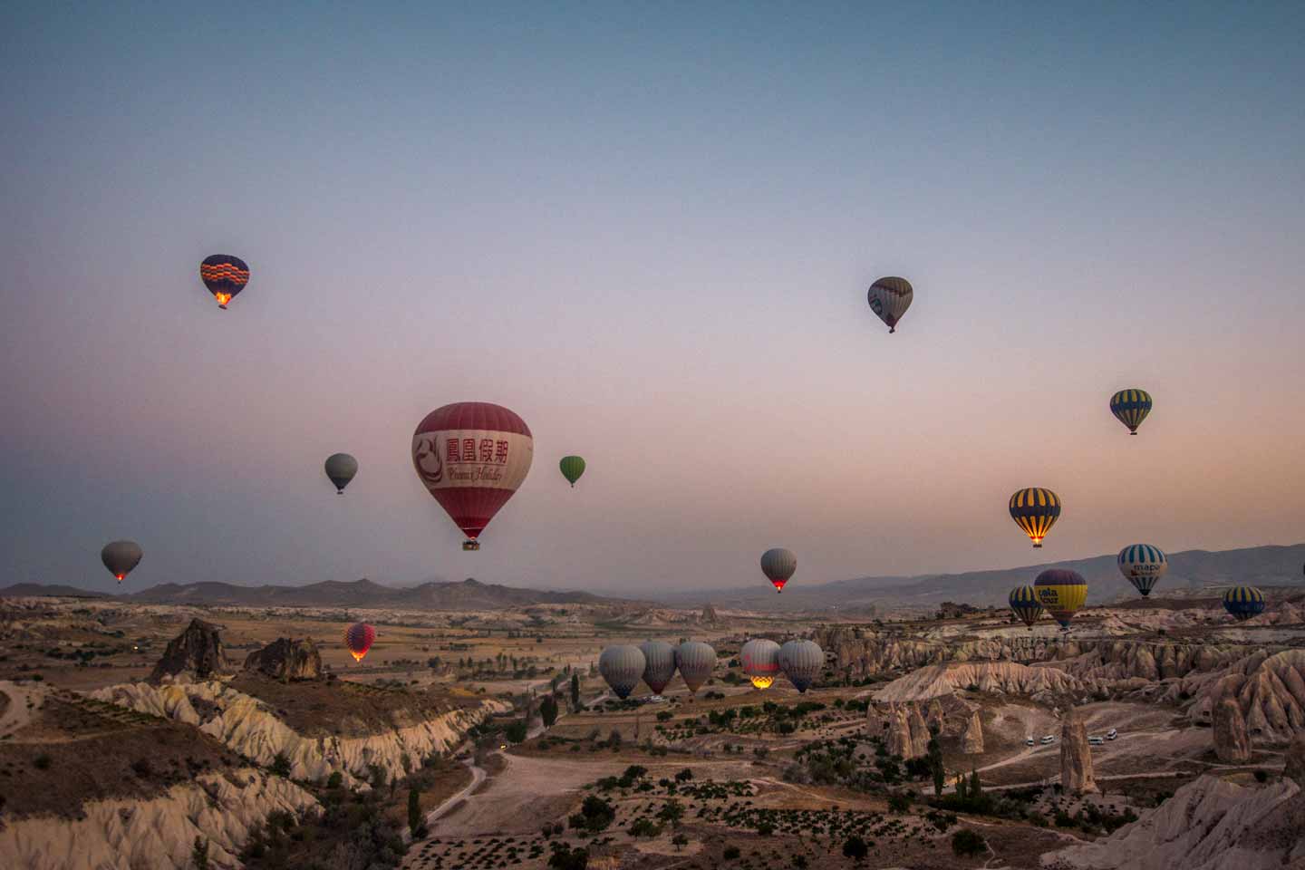 balloons take off over Cappadocia