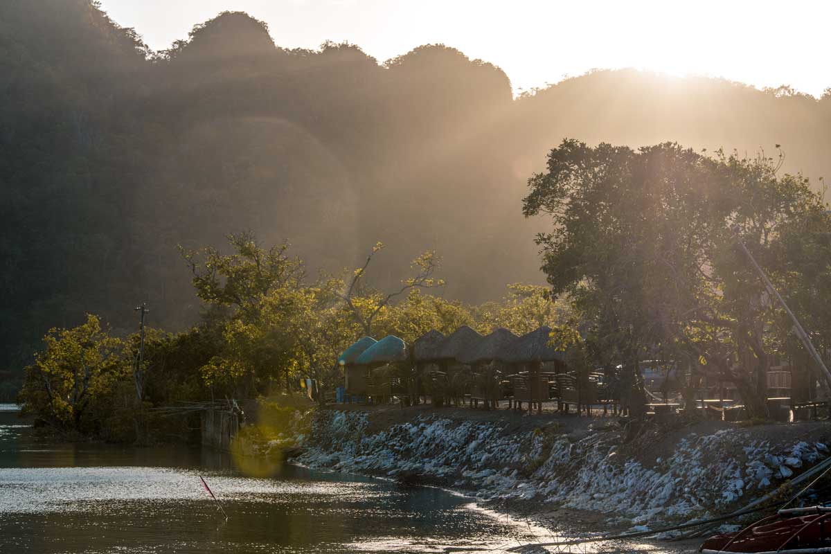 caramoan beach on susnset