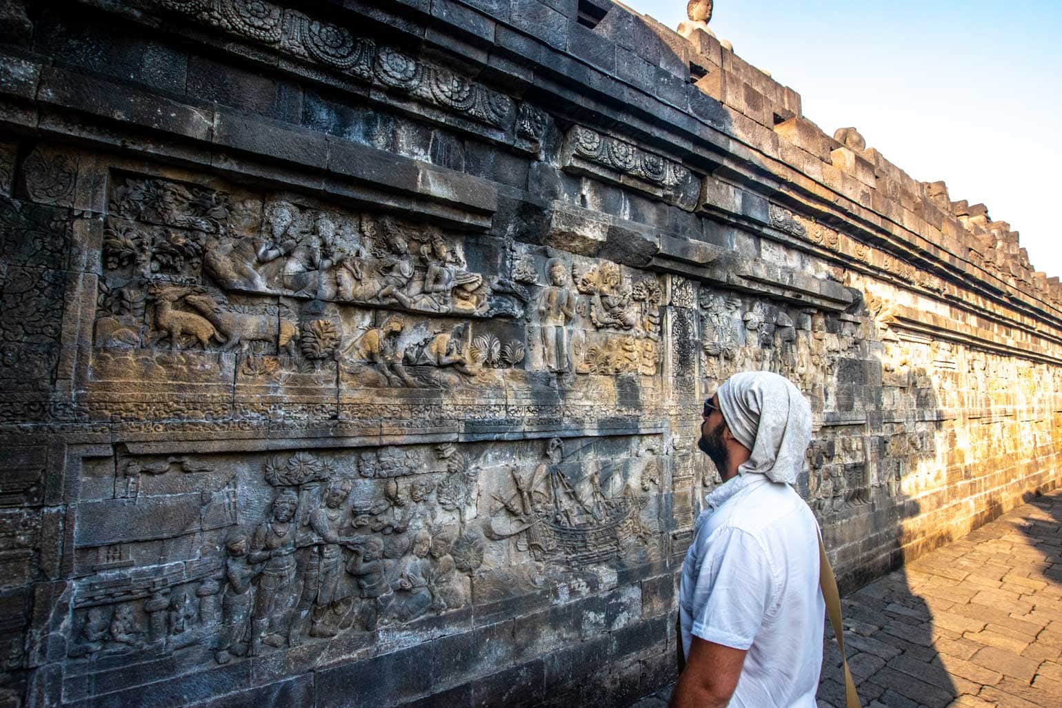 enjoying the art of borobudur at sunrise