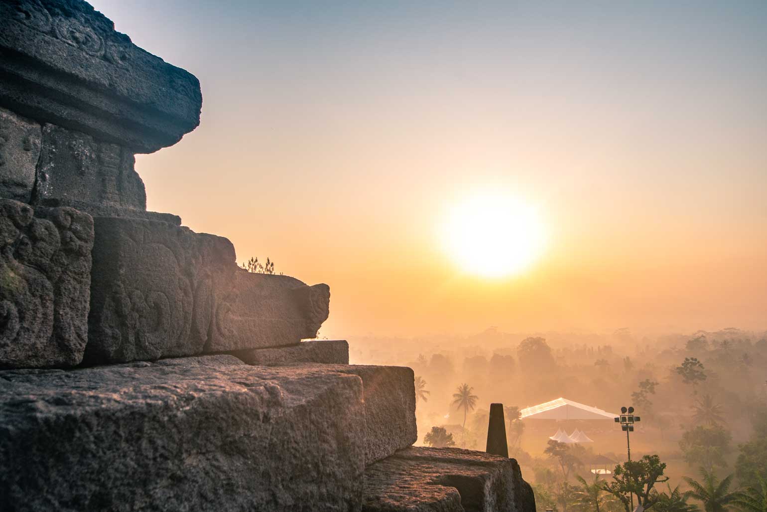 sunrise at Borobudur - panorama