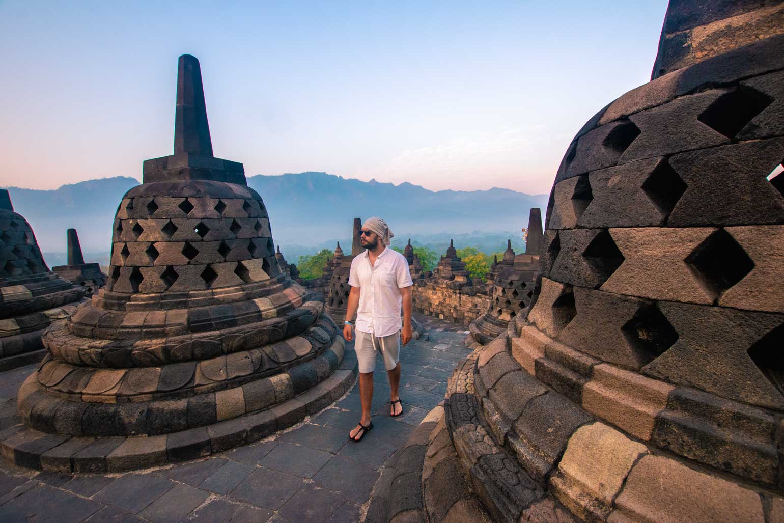 exploring the sunrise at Borobudur