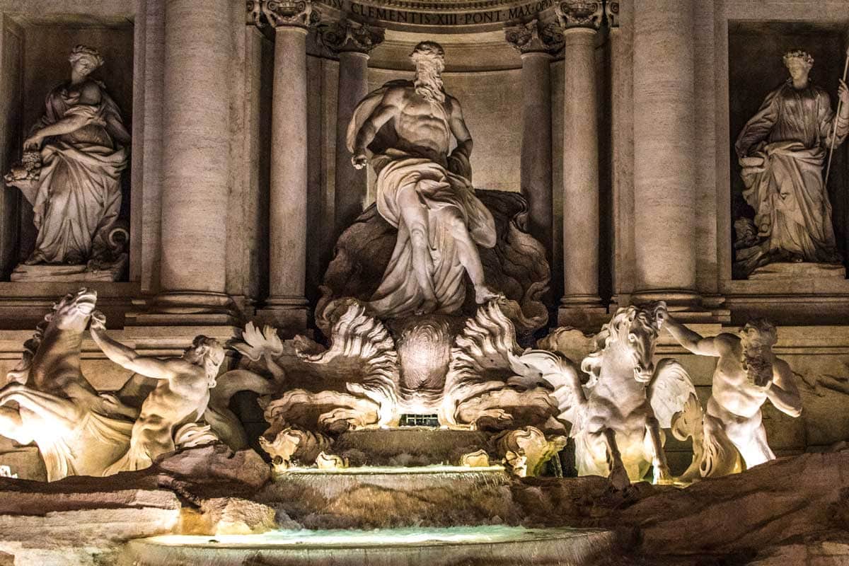 UNESCO world heritage sites in Italy - Rome -photo of the Trevi fountain at night