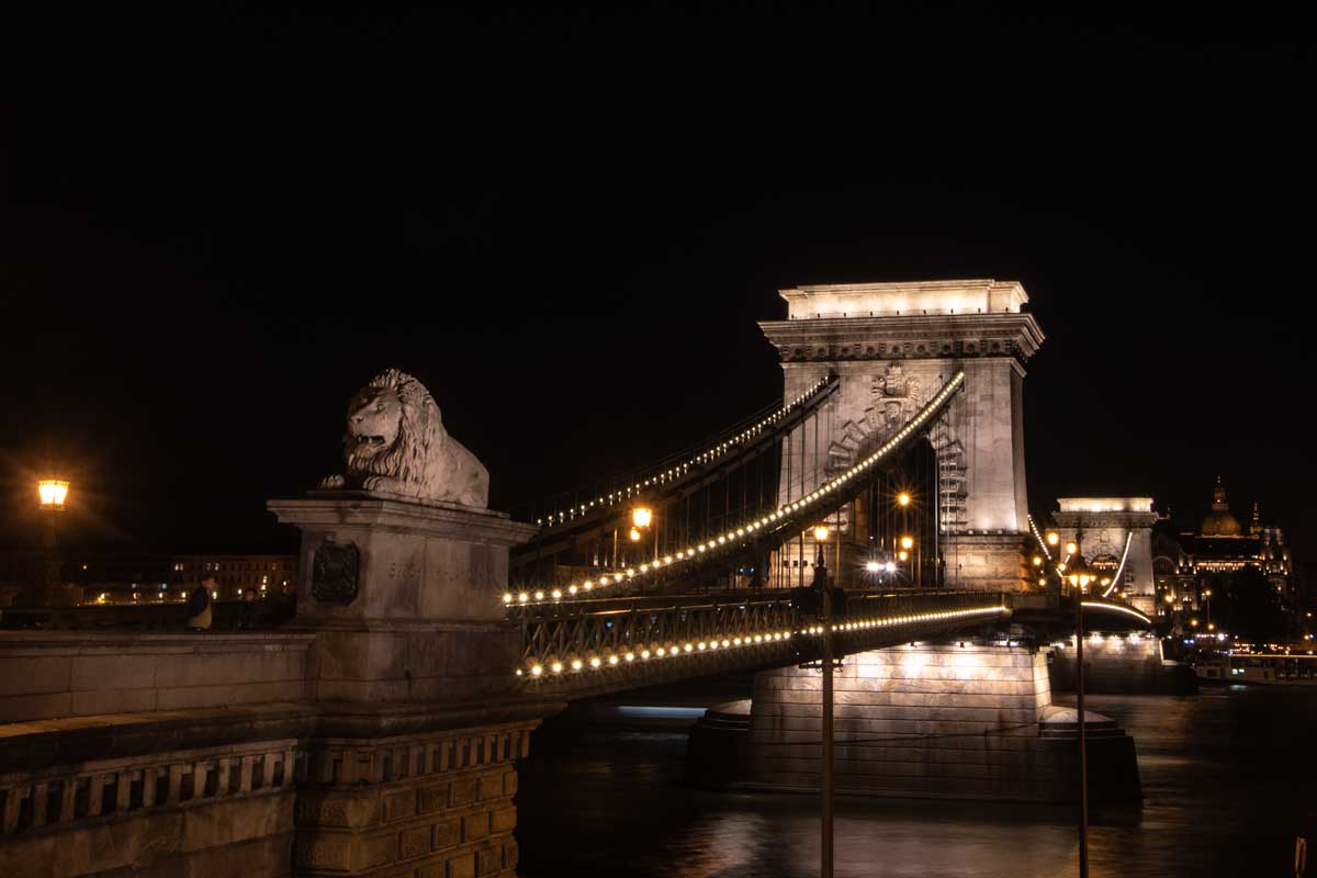 2 day Budapest itinerary - Chain Bridge Lion Guardian