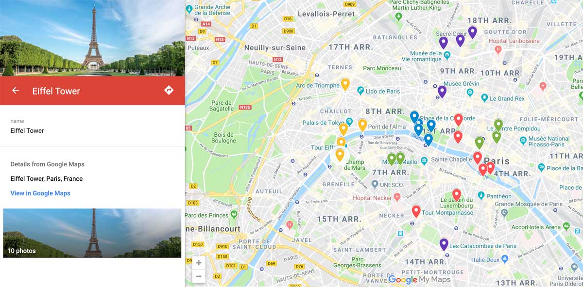 4 days in Paris itinerary map