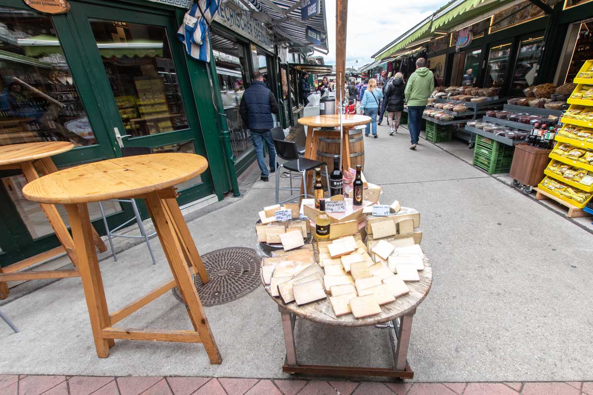 naschmarkt stall with cheese