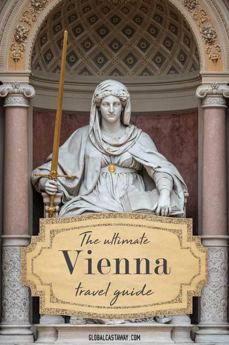 The Ultimate Vienna Travel text on a pinterest friendly statue photo