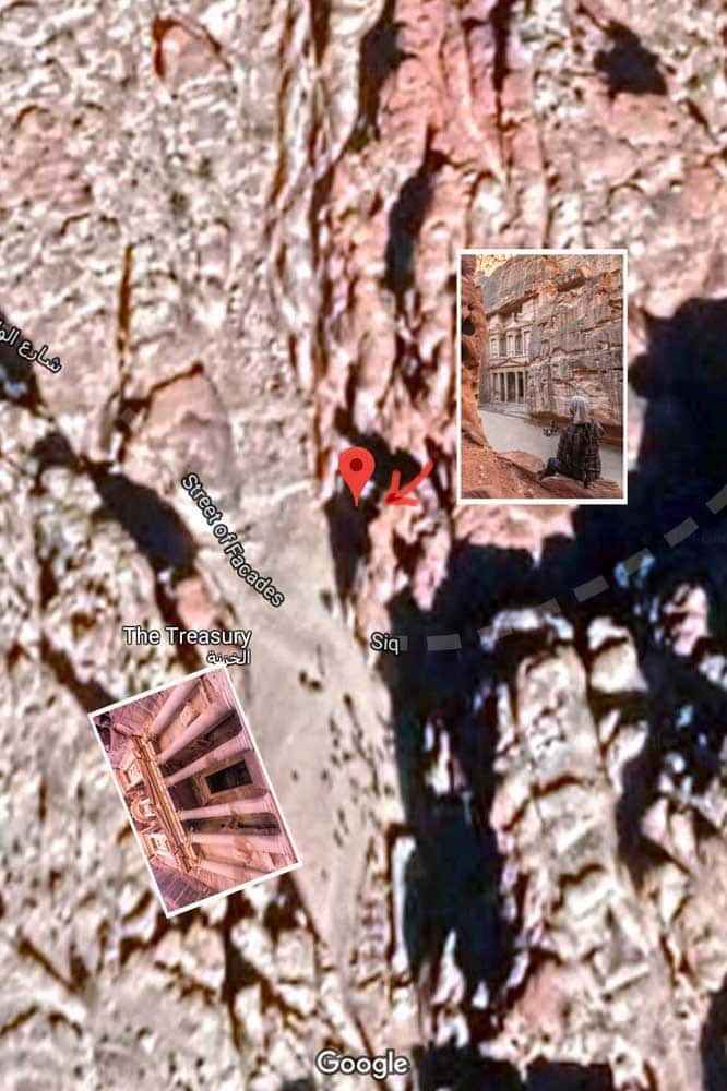 Petra photo map - Elevated shot of the Treasury