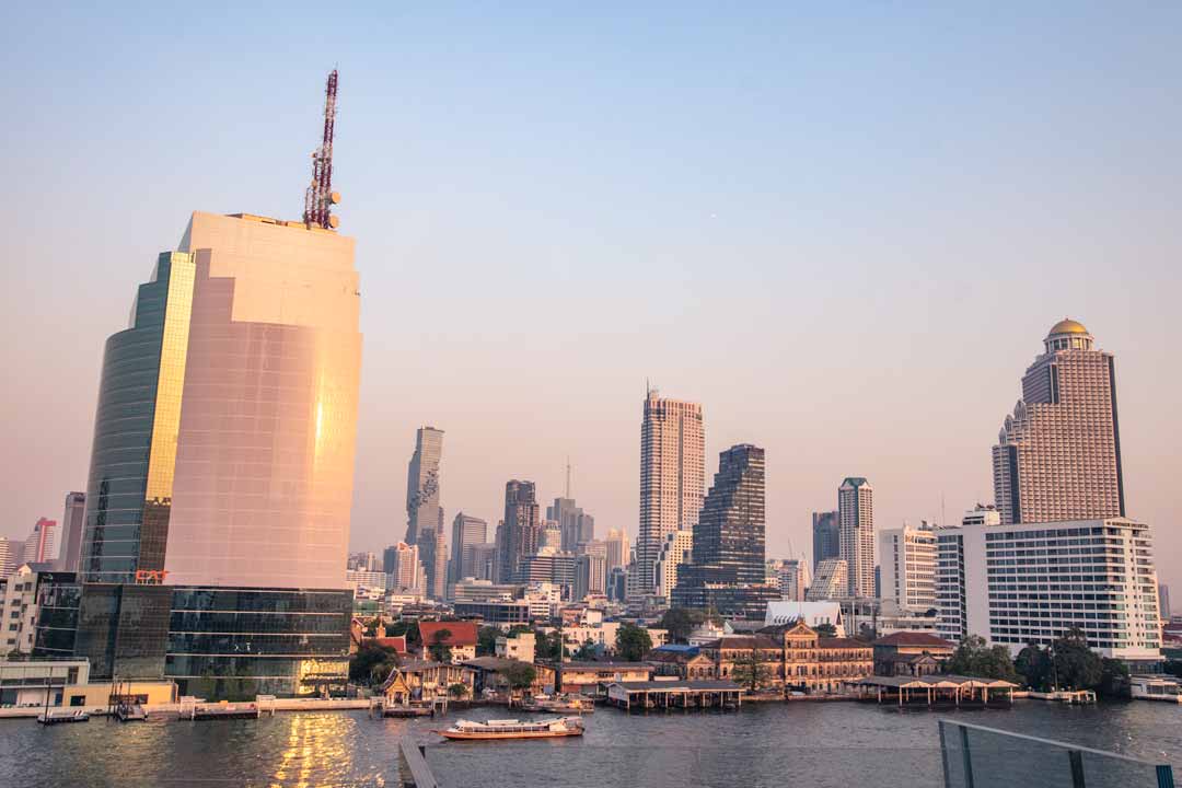 high-end hotels around chao phraya river on sunset