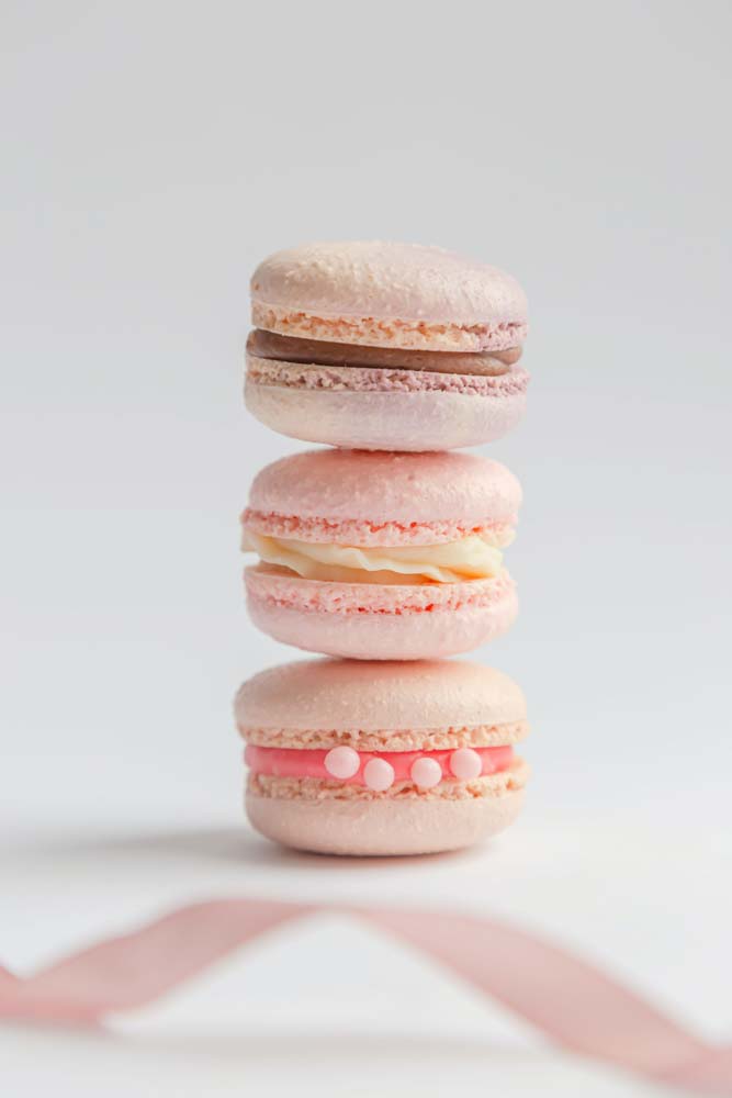 close-up-of-pink-macarons