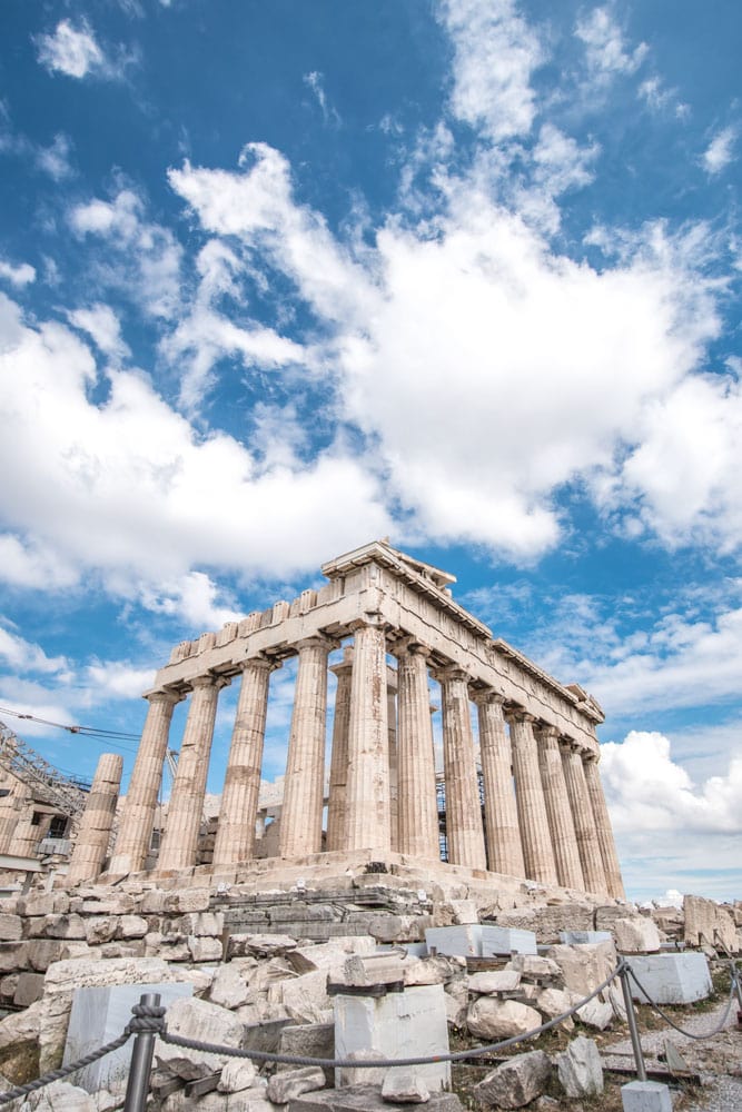 the acropolis with blue sky in the background