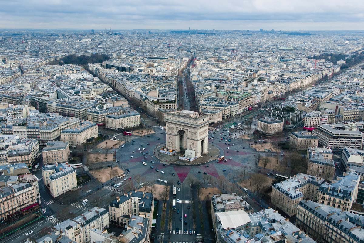 what-is-paris-famous-for-arc-de-triomphe-from-drone-eye-view