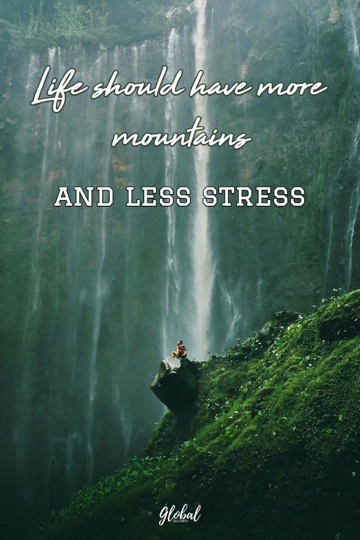 man-surrounded-by-waterfalls-with-less-stress-quote