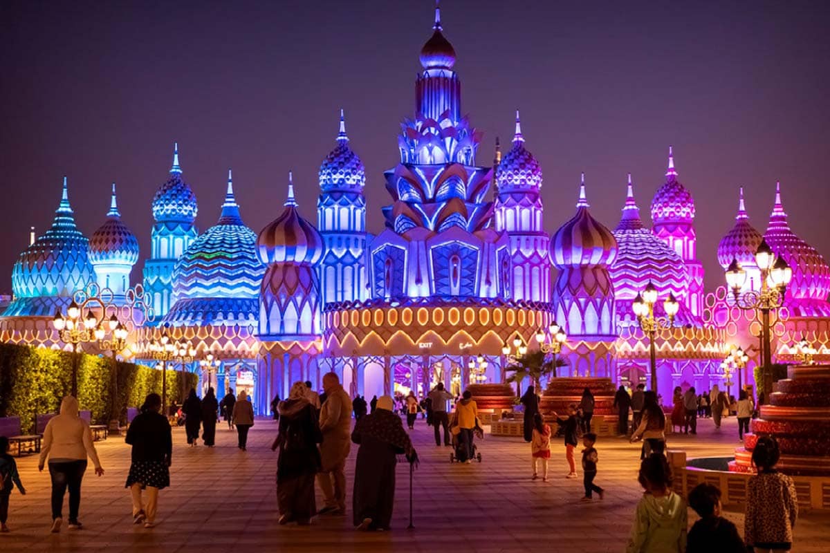 Winter Dubai attractions - global village at night