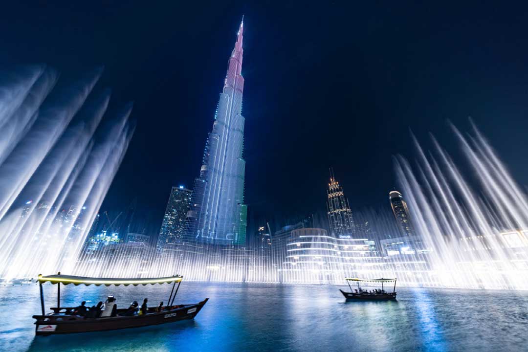 what is dubai famous for boats in front of burj khalifa