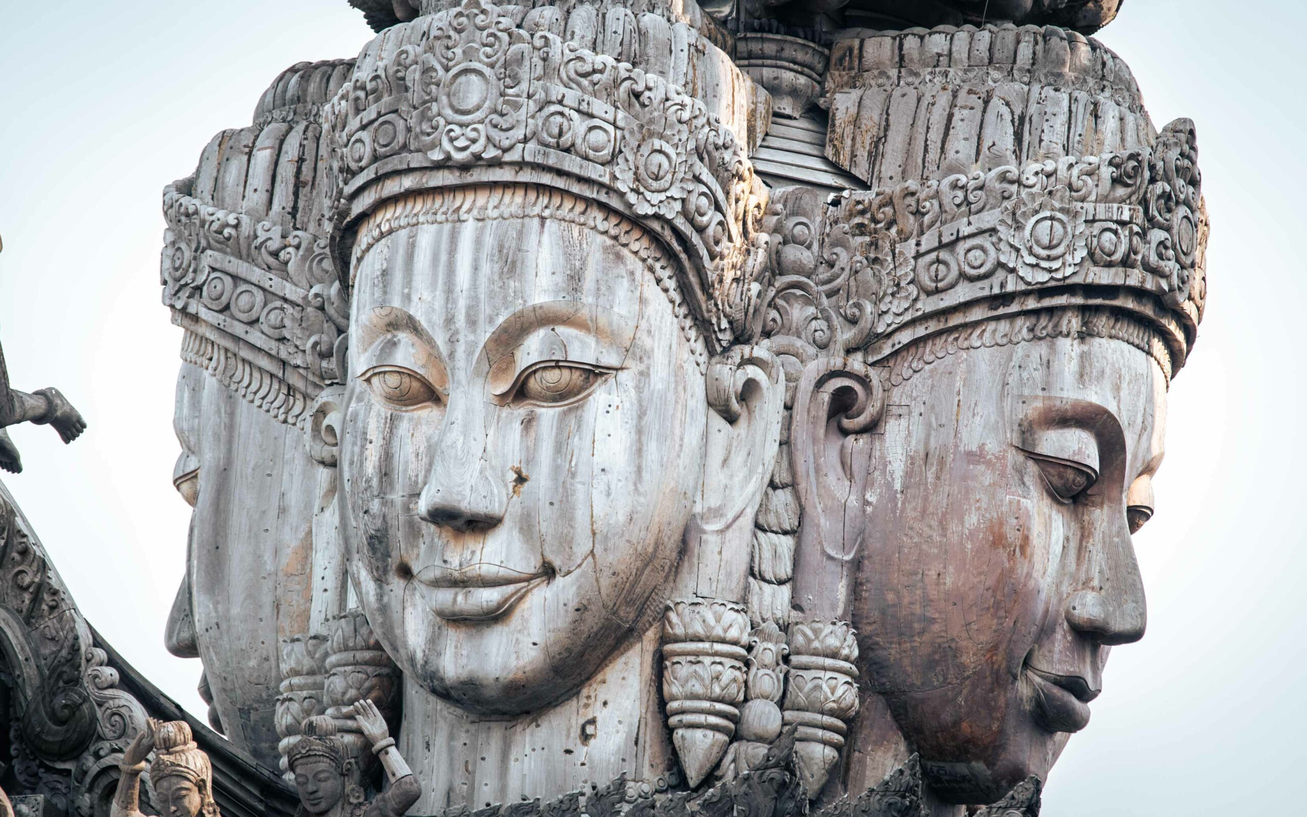 close up of wooden thai diety